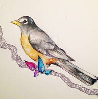 Mixed Media Robin ~ In Progress