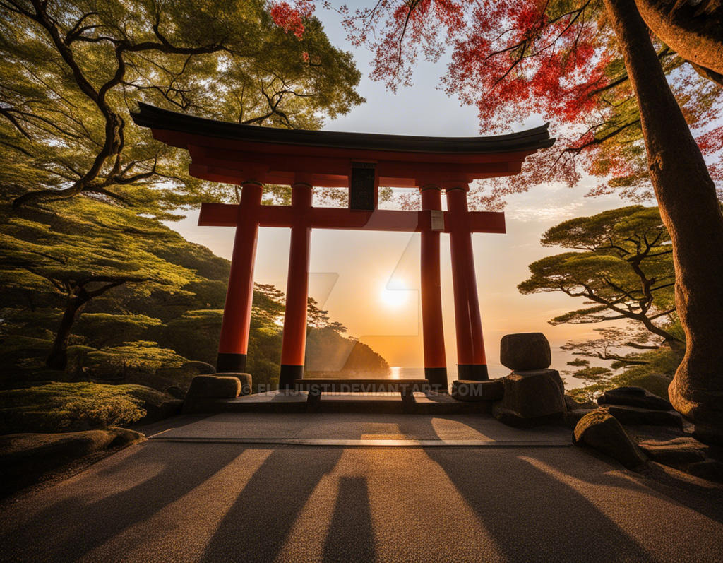 Sun Rises In Japan The Sun rises upon a Japanese Shrine III by ElliJusti on DeviantArt