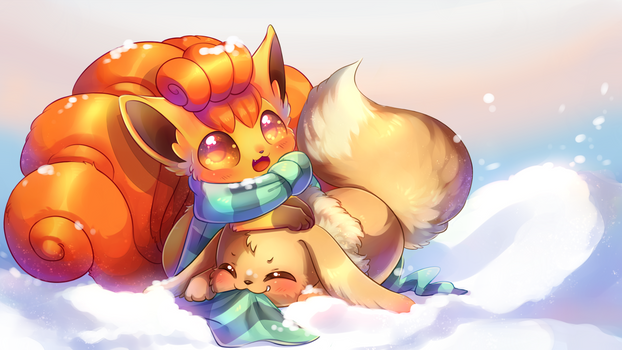 Wintertime Vulpix and Eevee