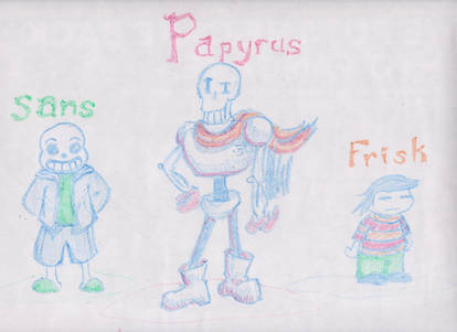 Frisk Sans and Papyrus on Denny's Placemat