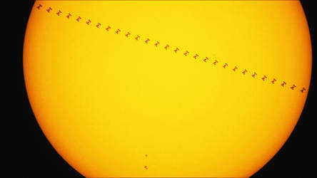 Composite image of ISS transit over the sun