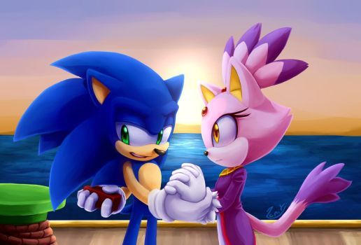 sonic, fanart, sonic the hedgehog / Sonamy art cuz why not - pixiv