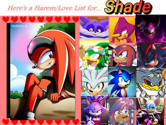 Harem Love interest List Shade the Echidna 