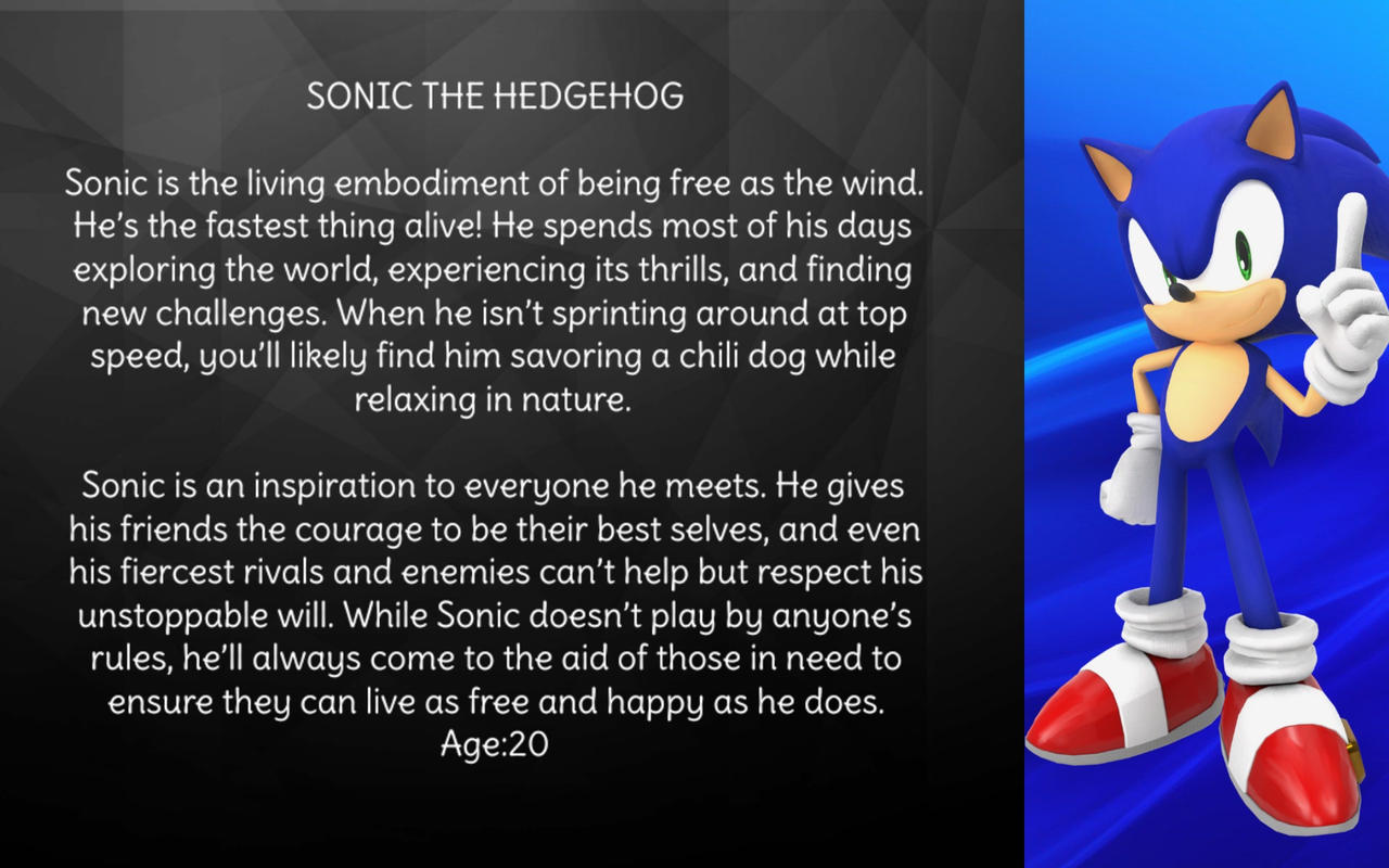 Sonic Bio Sonic Character Profile Bio by SonicHedgehog02 on DeviantArt