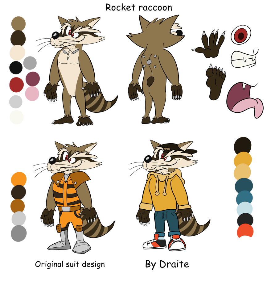 Rocket Raccoon model sheet by Jolly-villevillage on DeviantArt