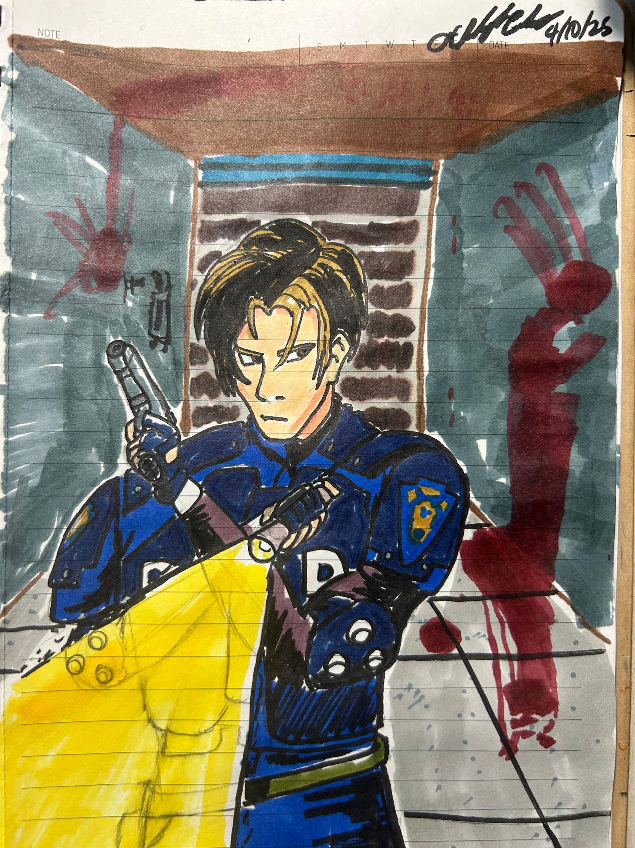 Leon Rpd Pfp Leon in RPD west Hallway by thelinkleonxkennedy2 on DeviantArt