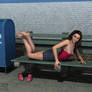 Gabi posing on bench