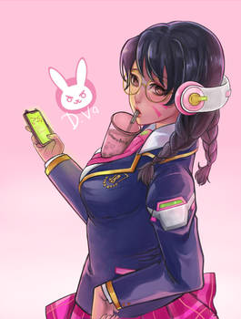 School girl D.va Fanart