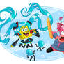 SpongeBob and Patrick cosplaying Miku and Teto