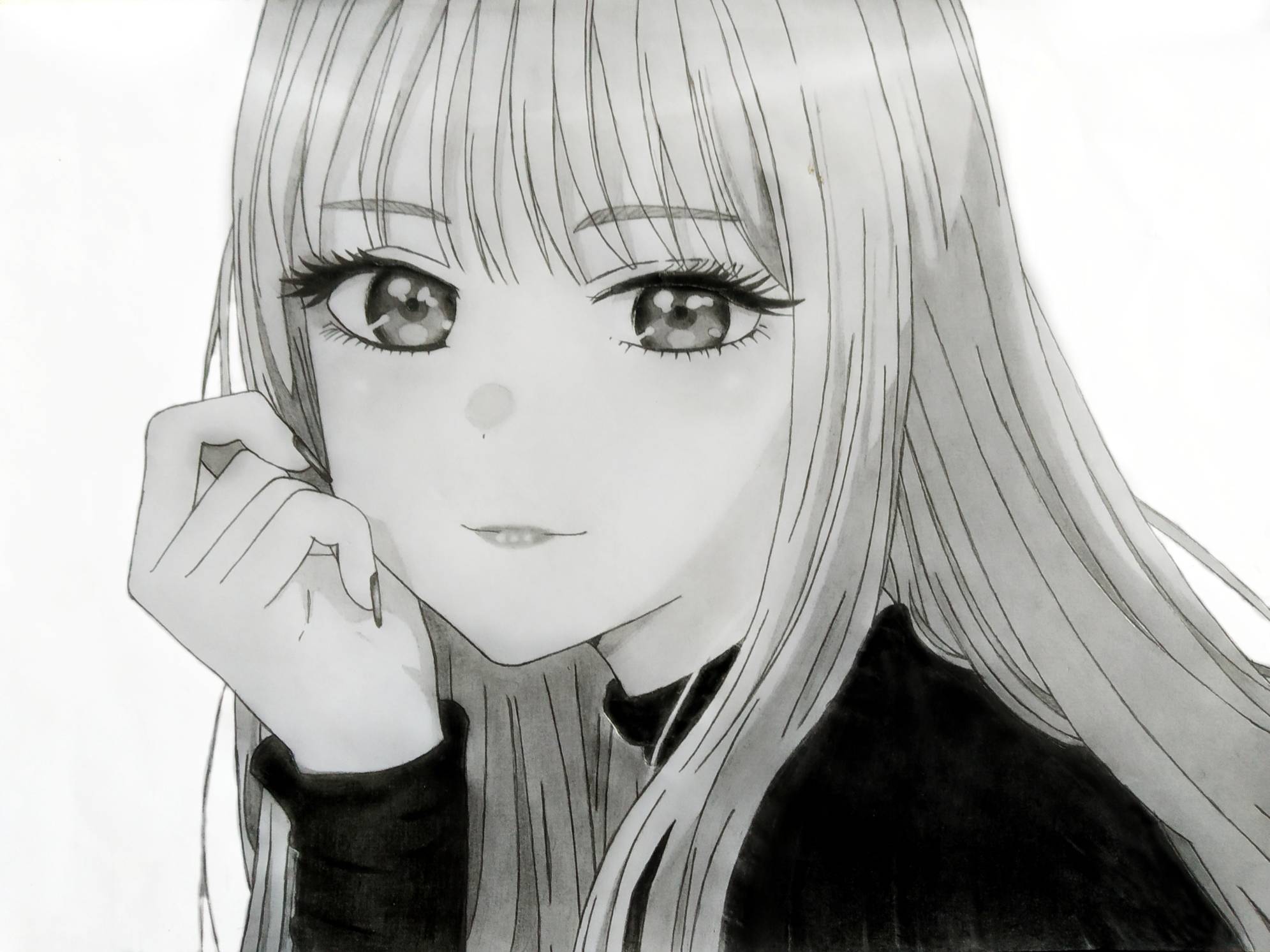 my dress up darling black and white Marin Kitagawa My Dress-Up Darling | 2K Anime Quad HD Wallpaper by Shinichi Fukuda | 2576x1849