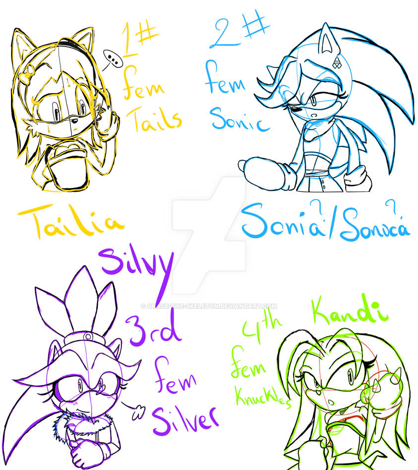 Genderbent Sonic Tails Knuckles and Silver by Grace-the-Skeleton on ...