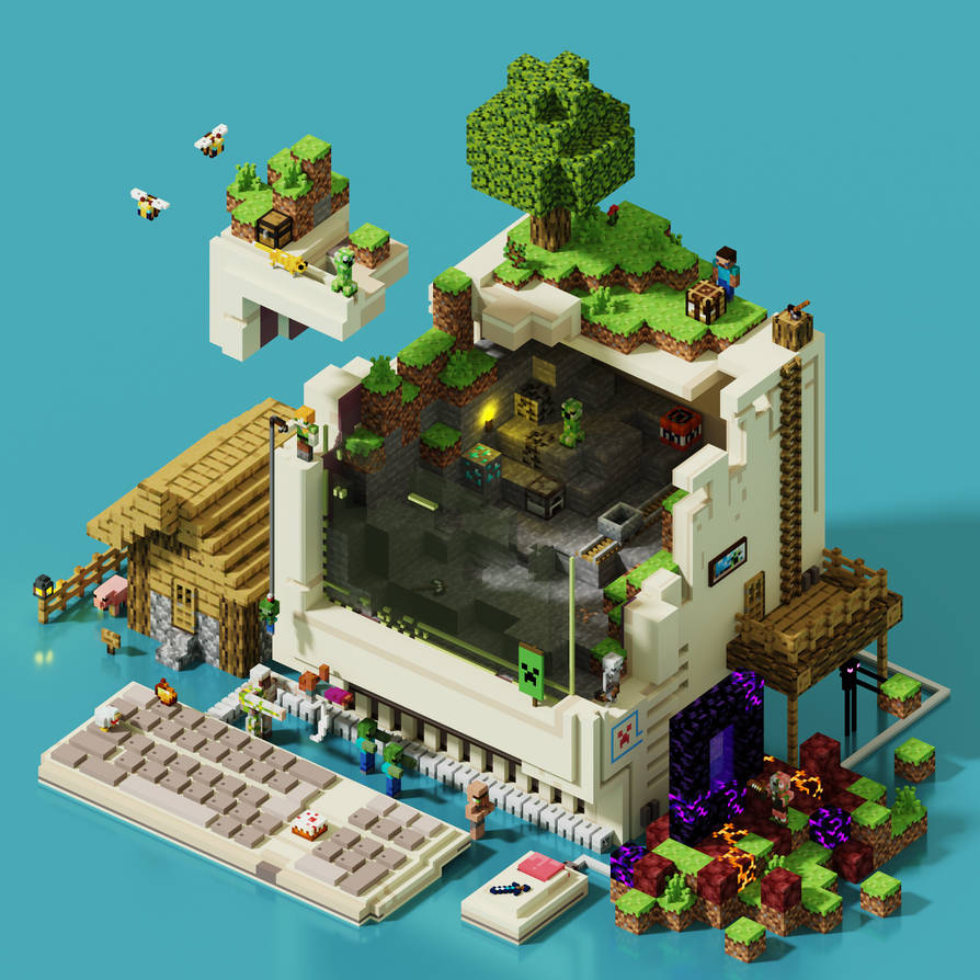 Minecraft voxel dewsktop by ImaginaryGalaxyArt on DeviantArt