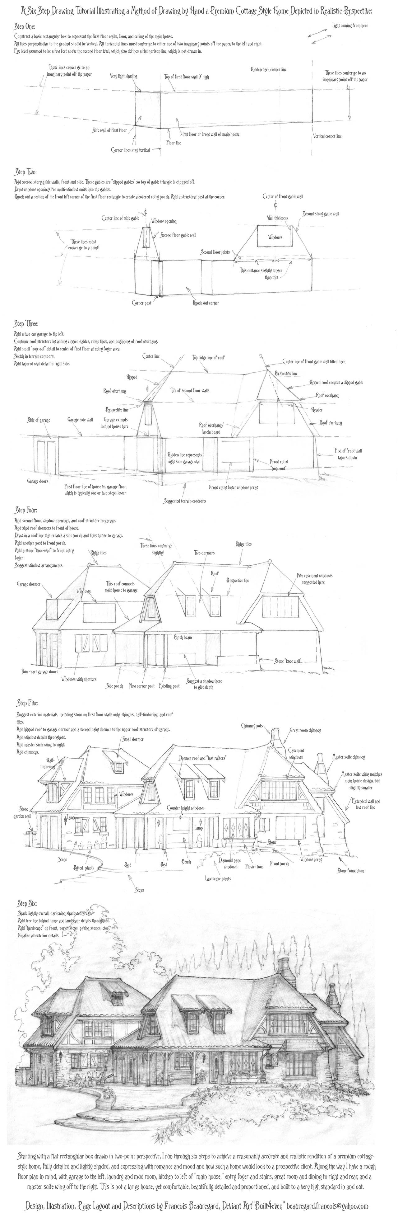 Perspective Drawing Tutorial: A Cottage Home by Built4ever