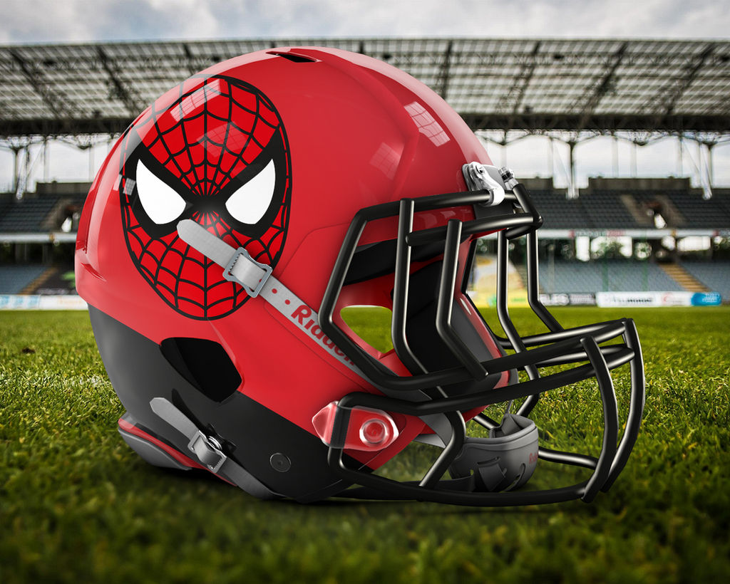 custom spiderman football helmet Painted Goalie Mask: Peter Budaj Goalie Mask Unsigned Goalie Mask Collector Team Marvel Comics: Spiderman Football