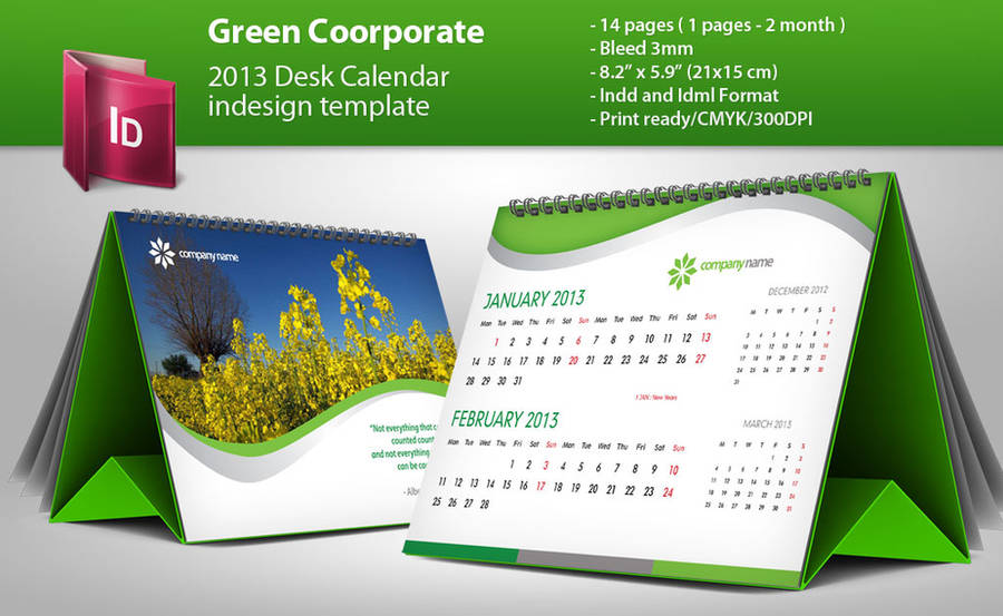 2013 Desk Calendar indesign template by G-Crew