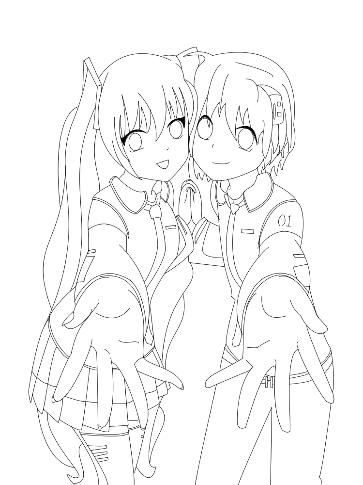 .:Brothers Hatsune:. Lineart