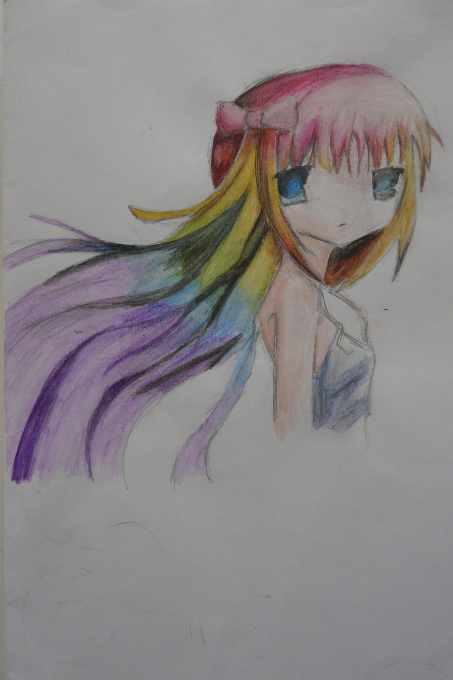Manga girl with rainbow hair by RippledWater on DeviantArt