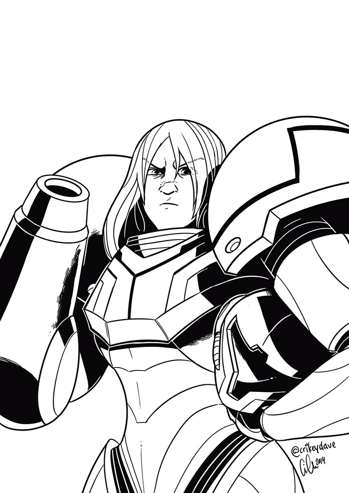 Metroid: Samus Aran b+w