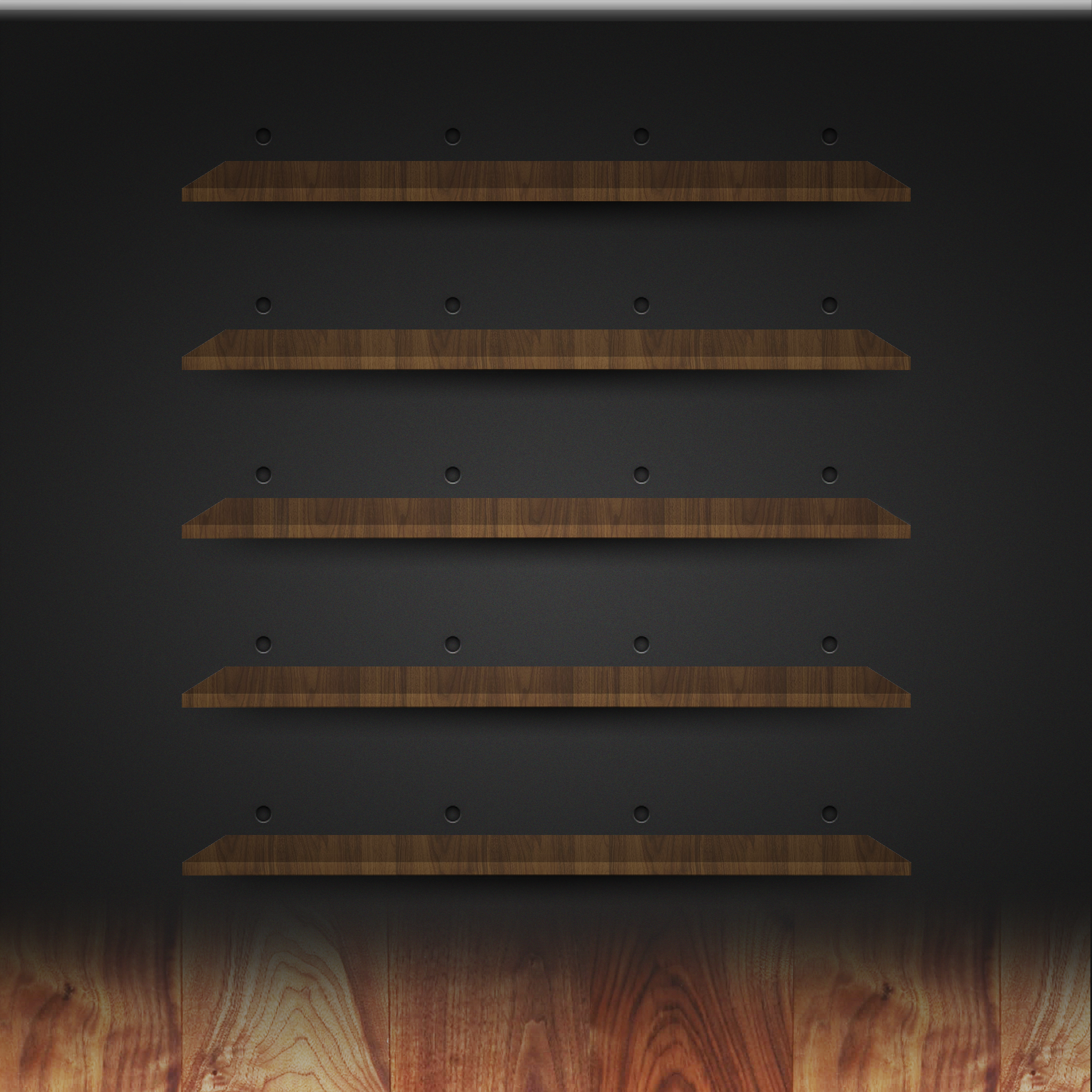 iPad Retina Walnut Shelves Wallpaper