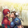 Chun-li and Spiderman Kiss