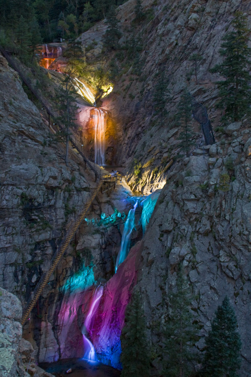 The Seven Falls at night