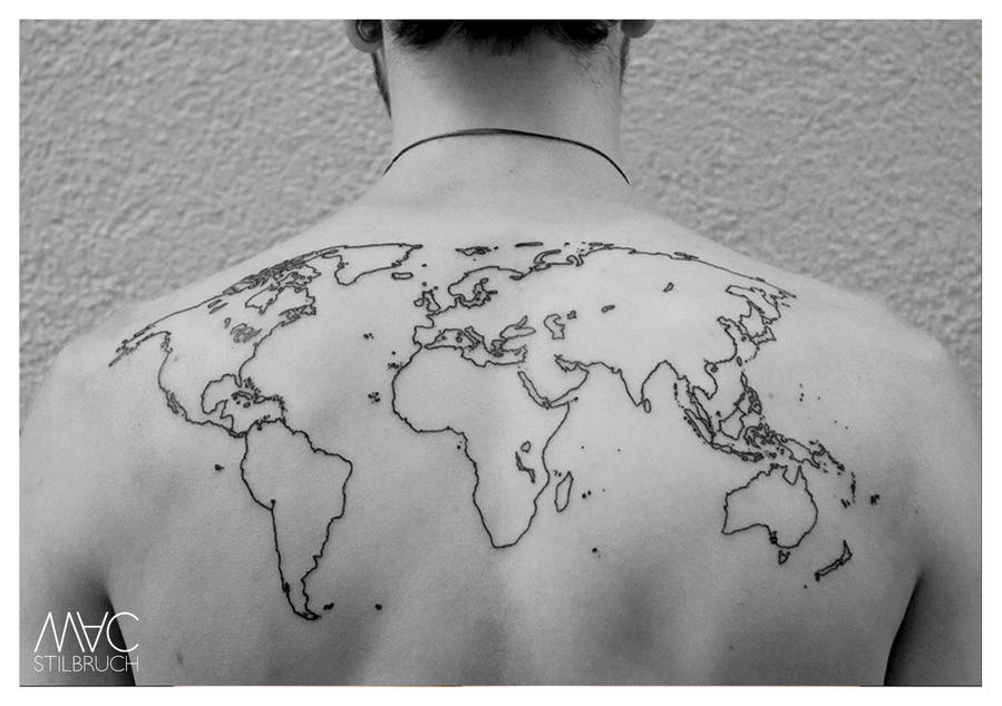 world map tattoo by mac-stilbruch on DeviantArt