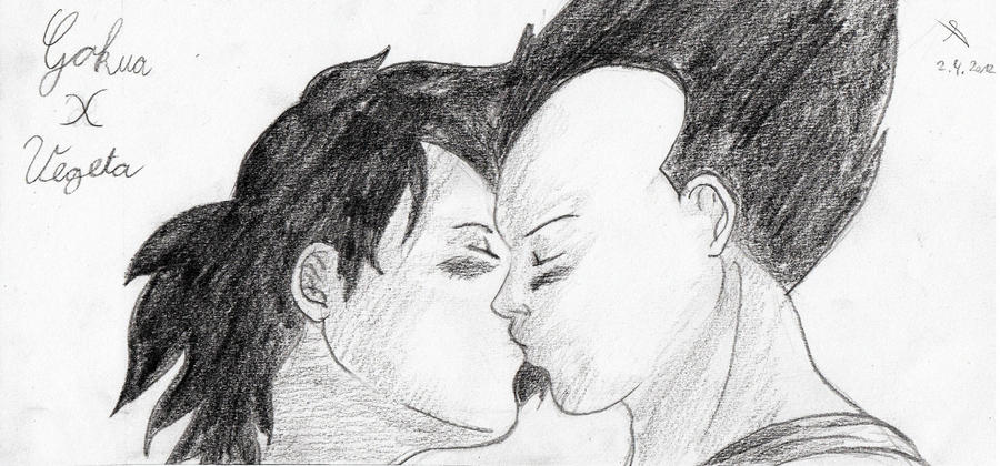 Vegeta and gokua kiss