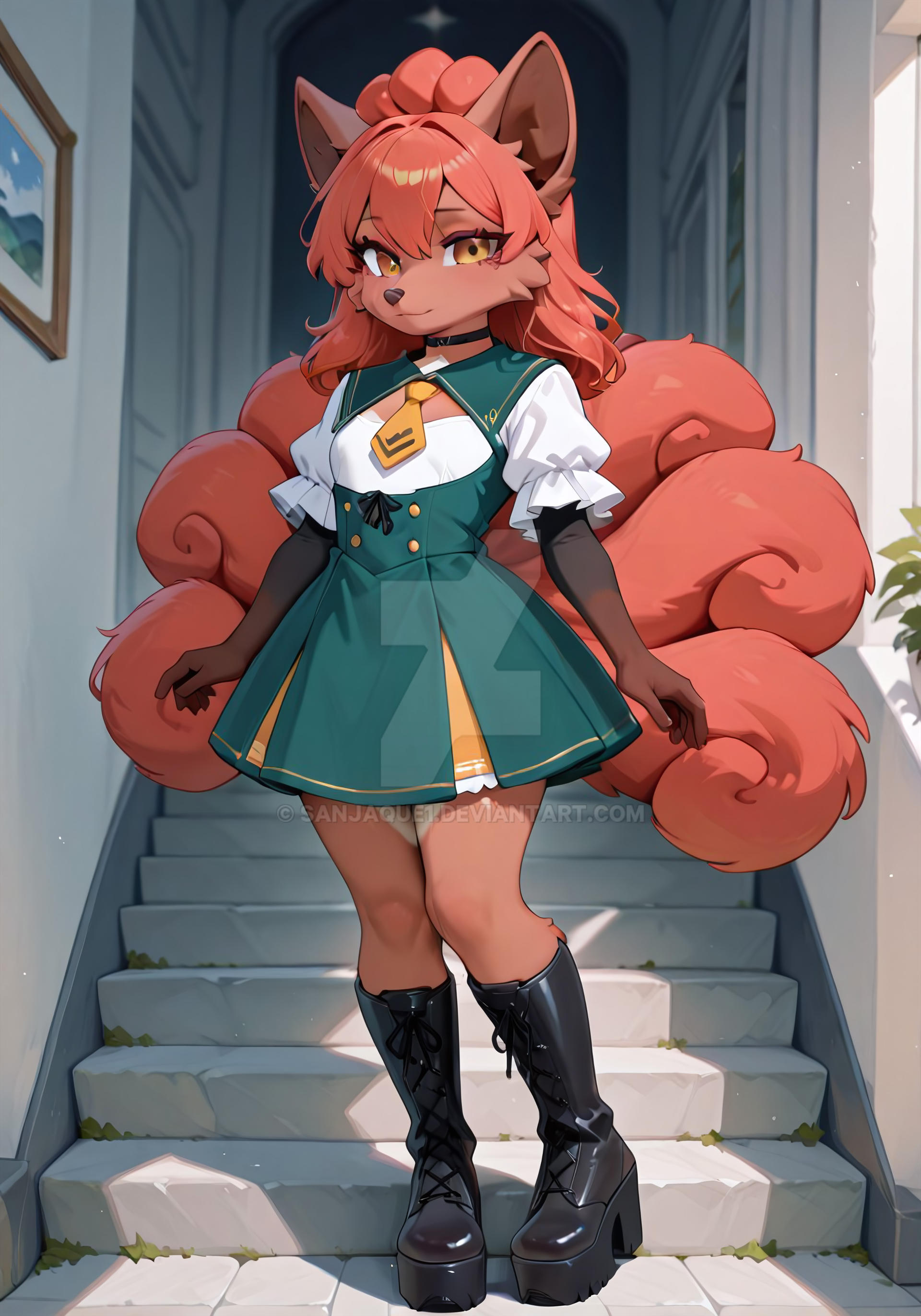 Vulpix green skirt uniform by Sanjaque1 on DeviantArt