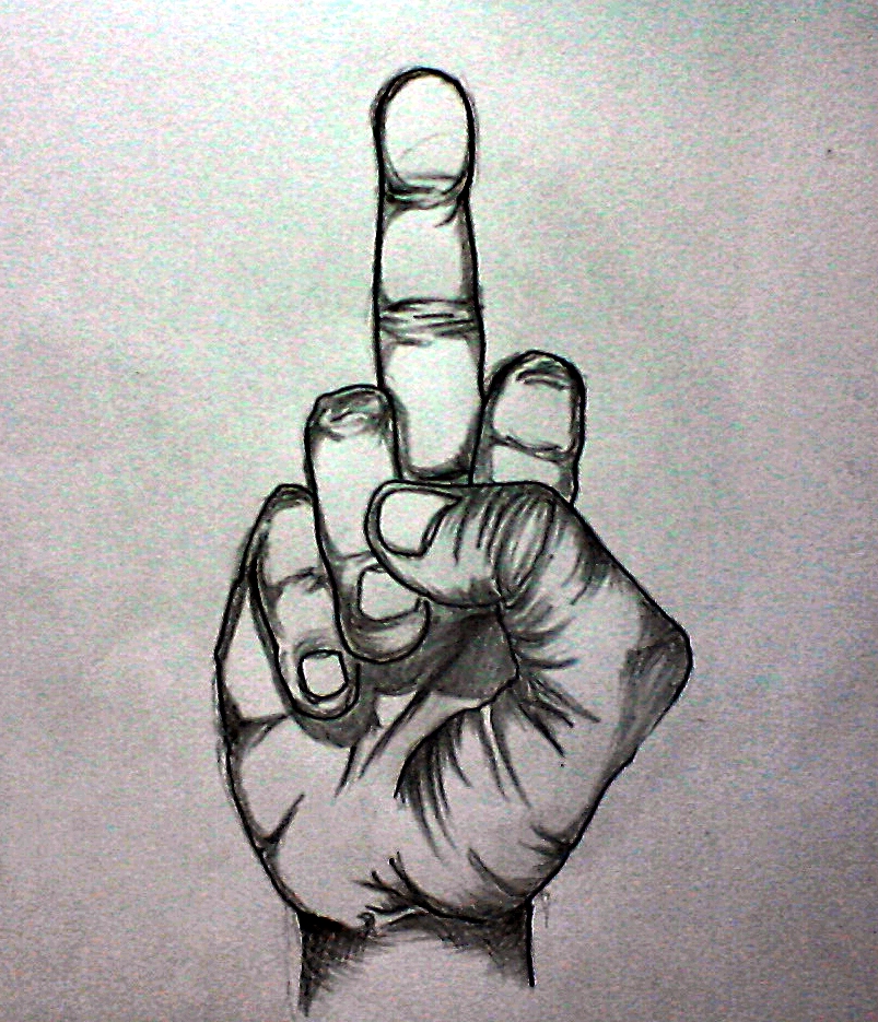 raised middle finger