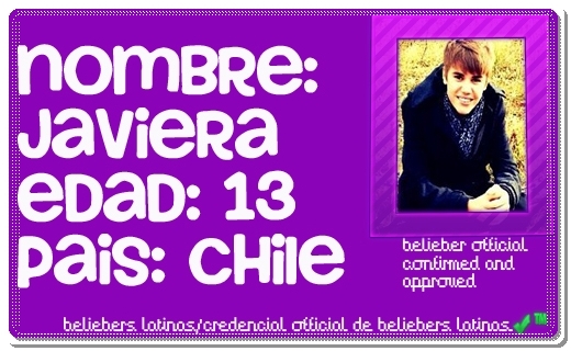 Credencial Belieber Javiera O.R