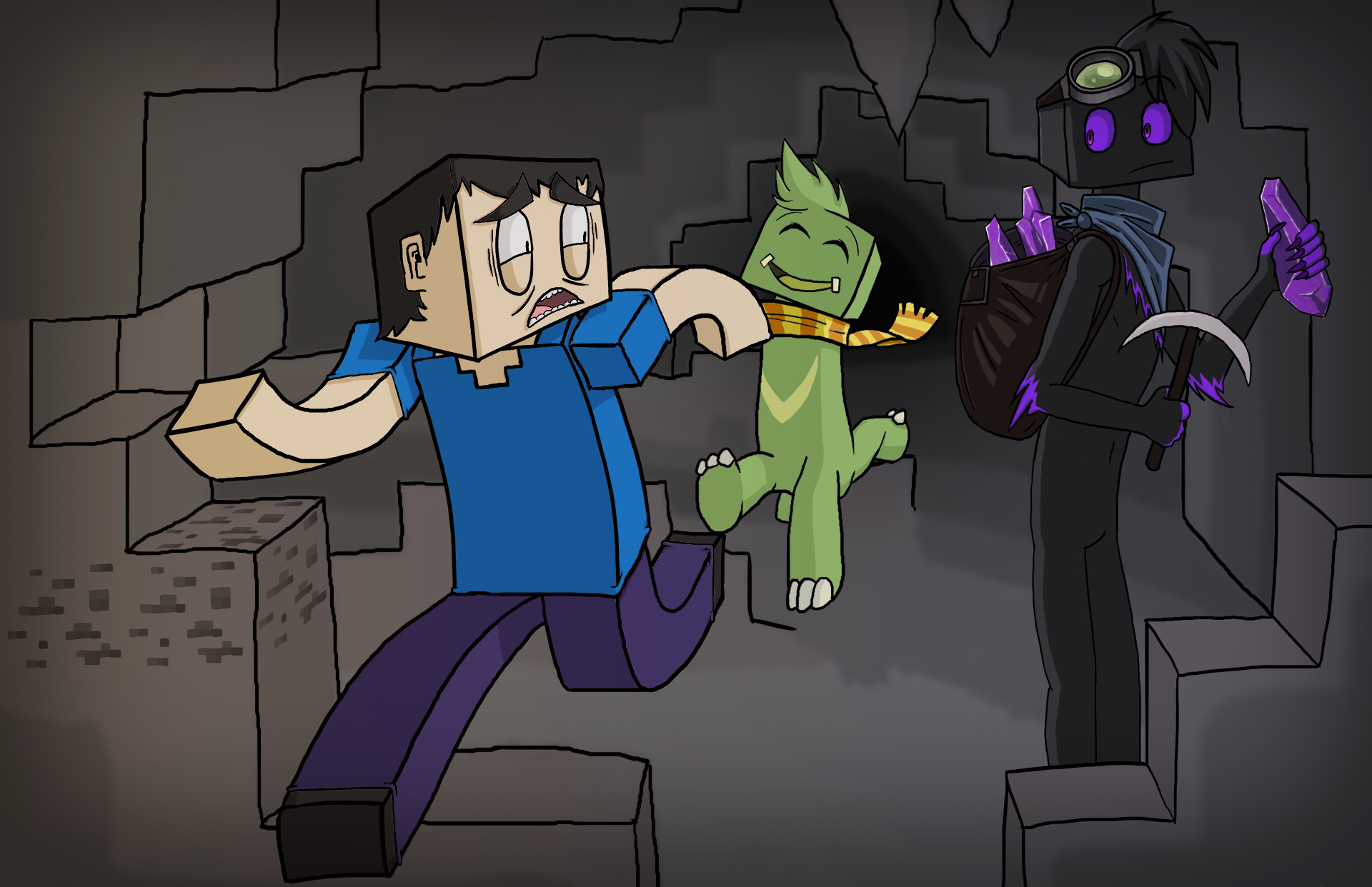 Steve running away from cave by KainKiller1993 on DeviantArt