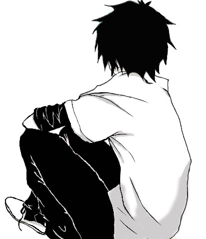 Anime boy laying down