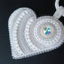 White winter bead embroidered heart