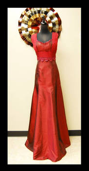 Red silk Taffeta gown front