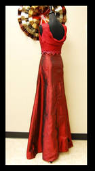 Red silk Taffeta gown back