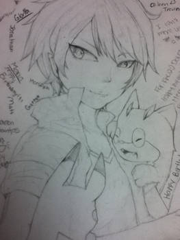 Rin + Pikachu + that cat from blue exorcist