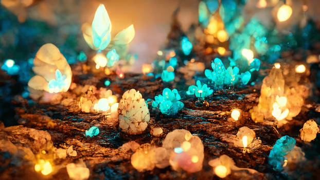 Fairy lights in an enchanted forest version 4
