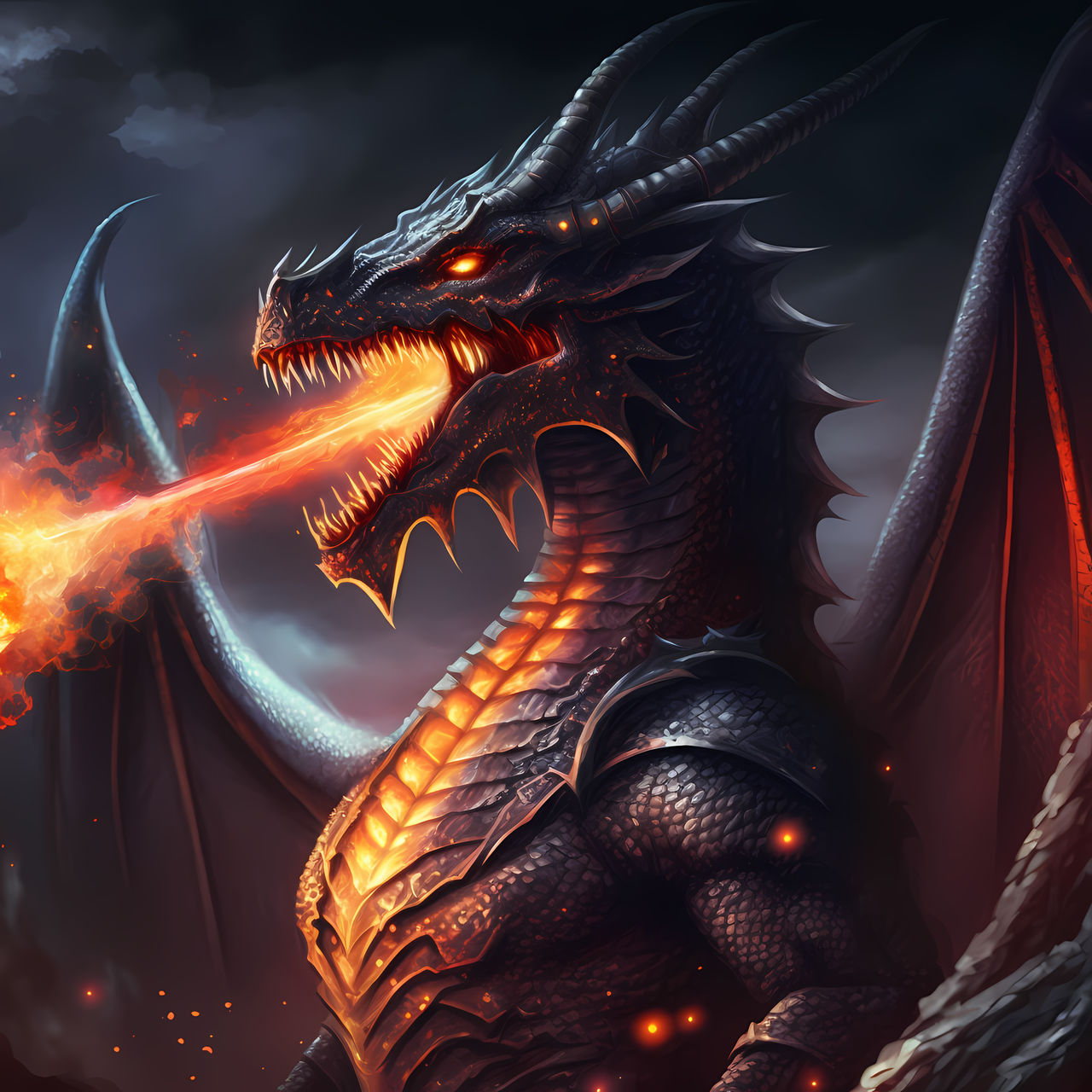 Dark Fantasy fire breathing dragon version 2 by PM-Artistic on DeviantArt