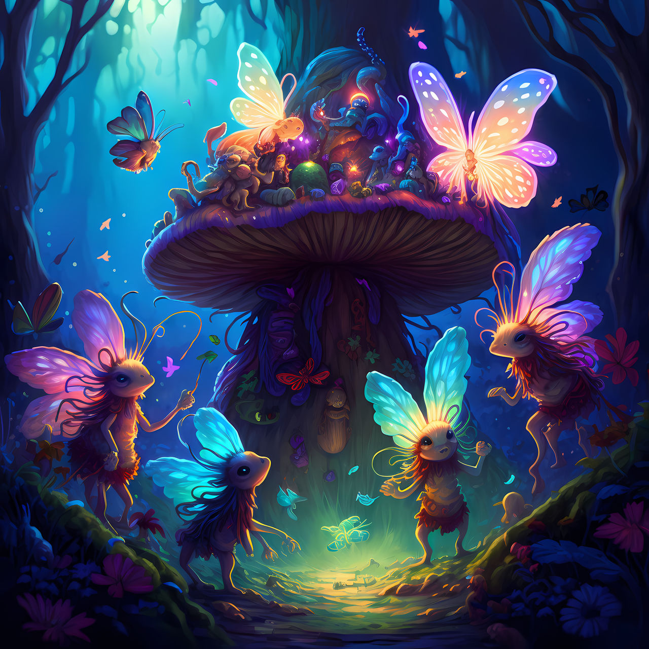Fairy creatures in the enchanted forest version 2 by PM-Artistic