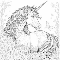 Coloring book page - Unicorn