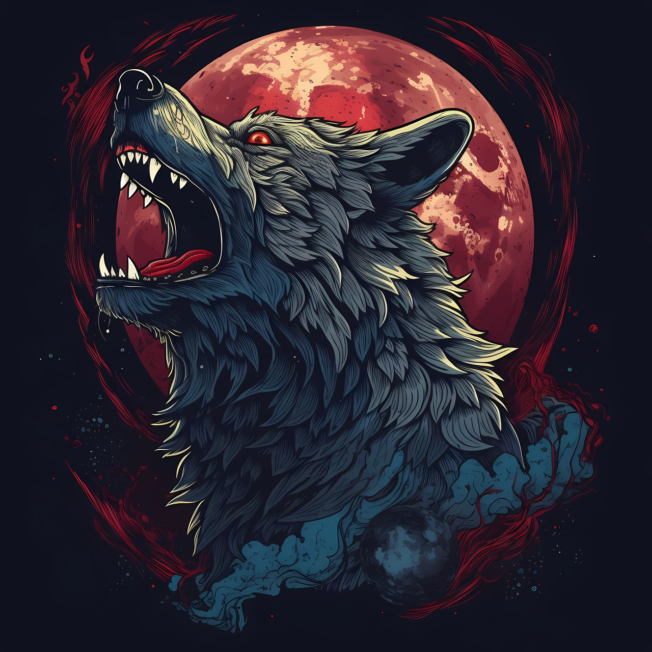 Howling wolf version 1 by PM-Artistic on DeviantArt