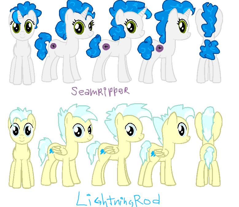 reference sheet poses: LightningRod and Seamripper