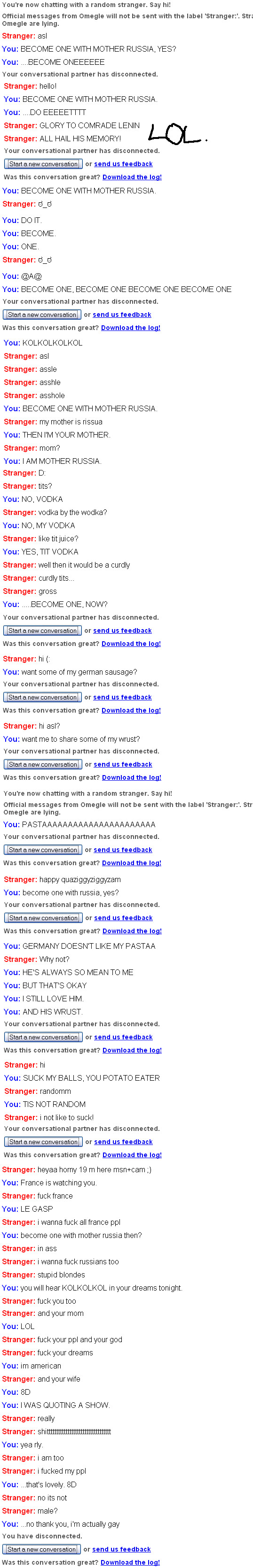 Chat omegle logs dirty Talking to