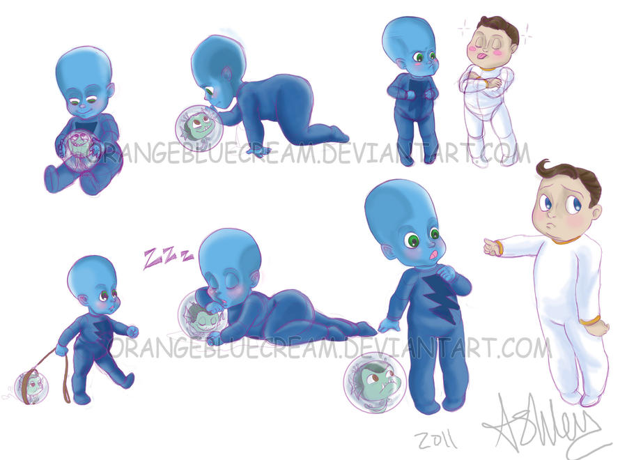 Baby Megamind colored doodles