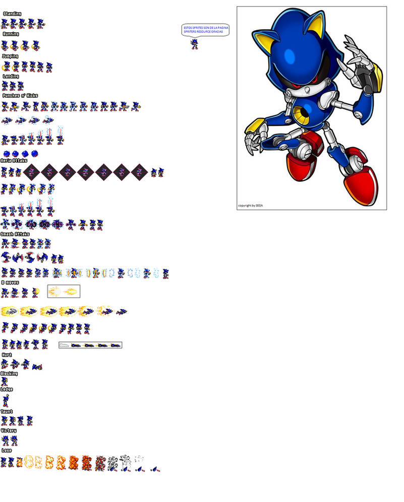 Metal Sonic sprite sheet remake by Metalsonicomaewa on DeviantArt