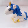 White and blue pony