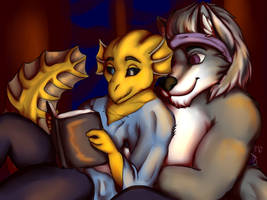 Cute couples reading time