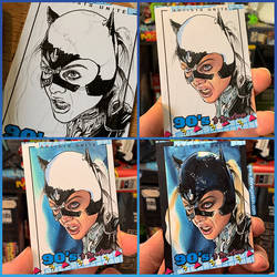 Unravelling Catwoman sketch card WIPS