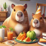 Sweet rodent capybara with orange cute (2)