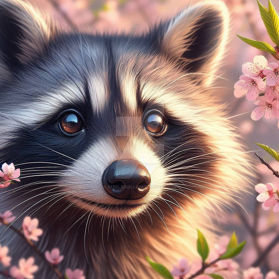 Sweet Racoon Sweet raccoon in spring animal (2) by Rebeltouille on DeviantArt